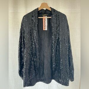 Spell Bound Vintage Black Sequin Jacket Size M